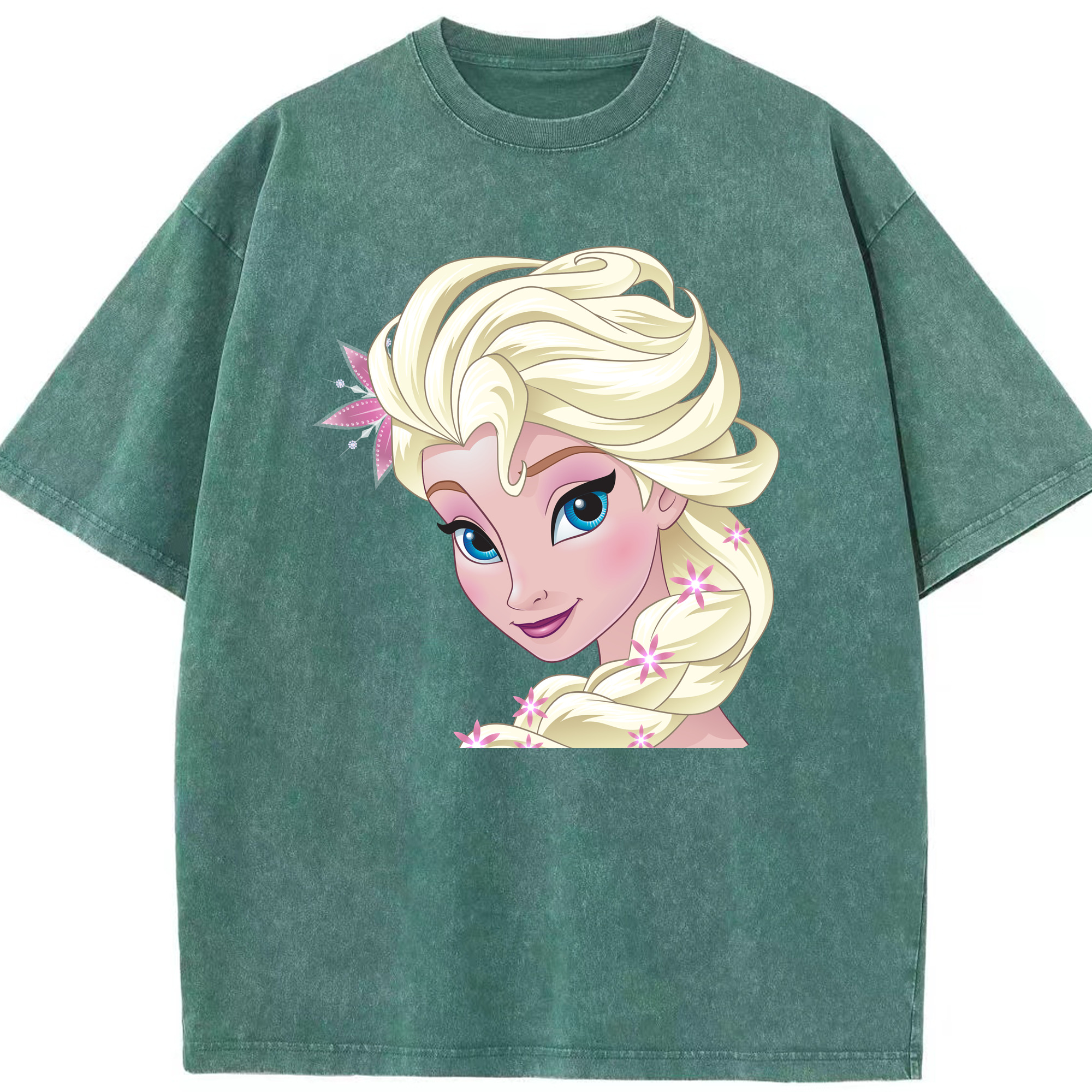 （画像用） アナと雪の女王 アンナ エルサ Frozen Anna Elsa 綿100% ヴィンテージ風 半袖Tシャツ（フロントプリント）